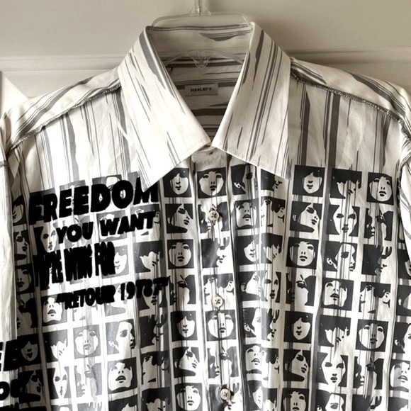 Henley’s Men’s Long Sleeve Cotton Graphic Shirt White/Gray/Black Size XL - Picture 5 of 15